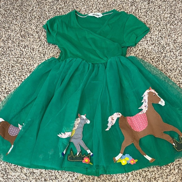 Mini Boden Green Tulle Dress with Horse Appliques - Picture 8 of 8